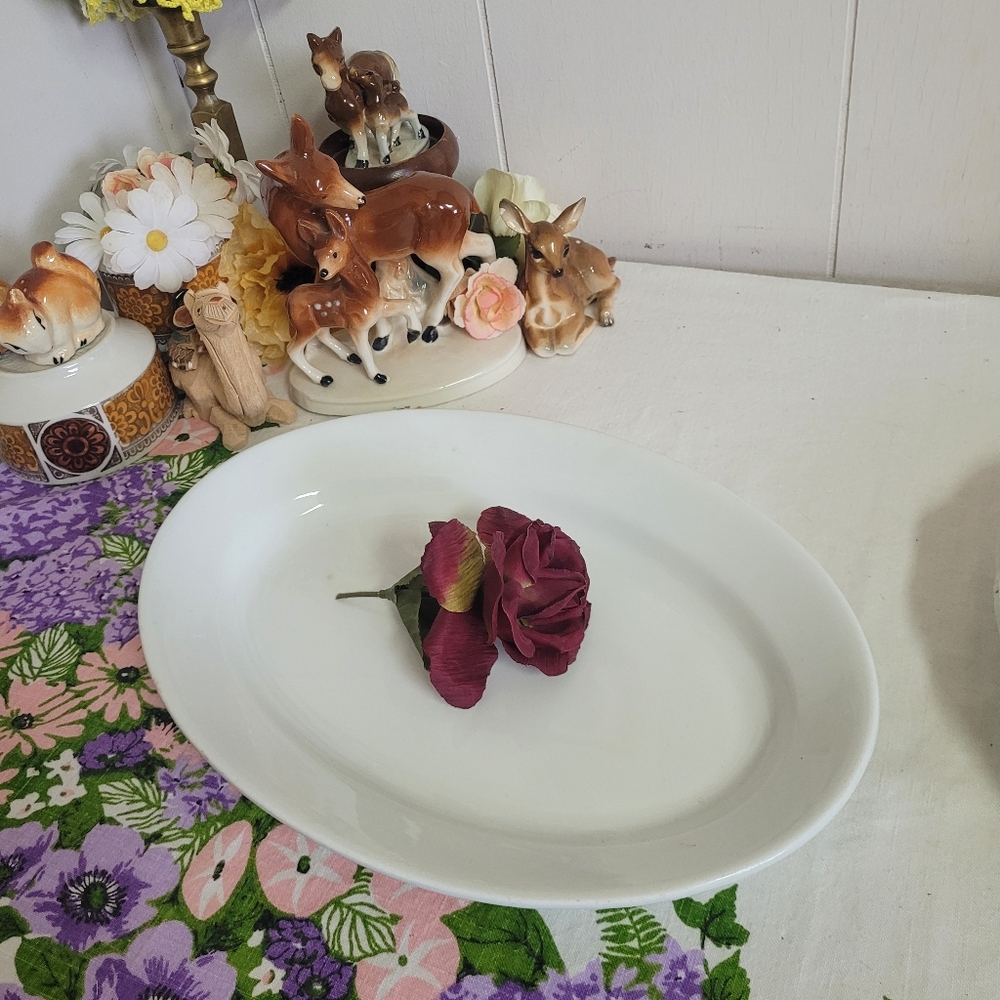 Antique Ironstone Platter White Oval Alfred Meakin England